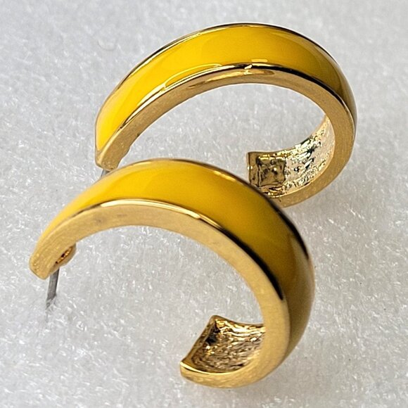 Yellow Cuff Hoop Earrings - Picture 3 of 6